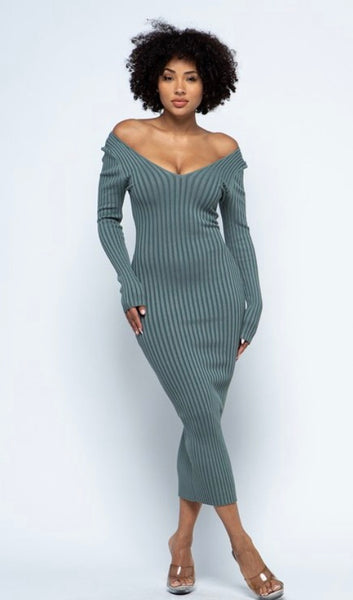 Mint Off Shoulder Dress