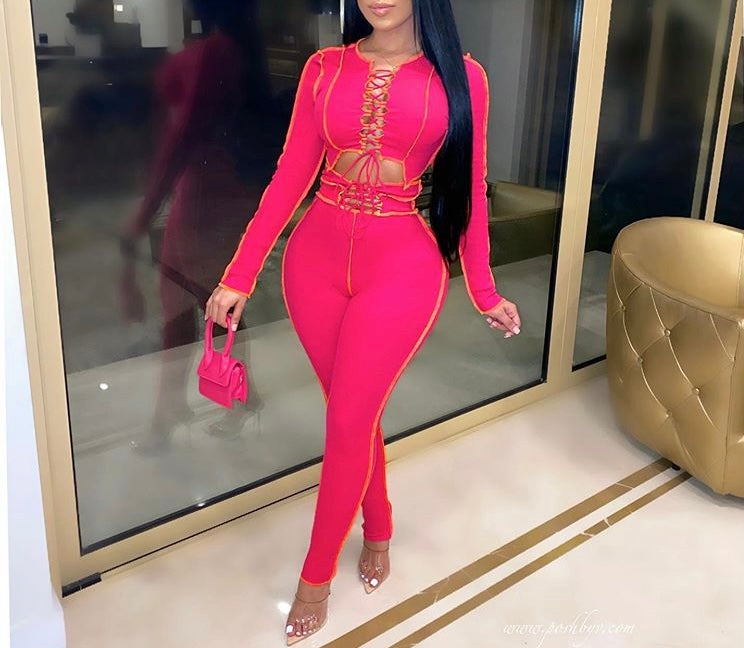 Hottie Pink Lace Set