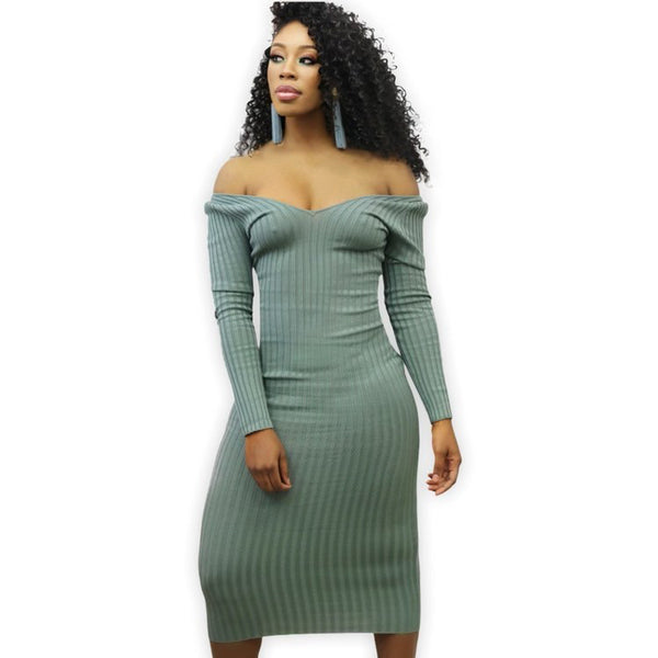 Mint Off Shoulder Dress